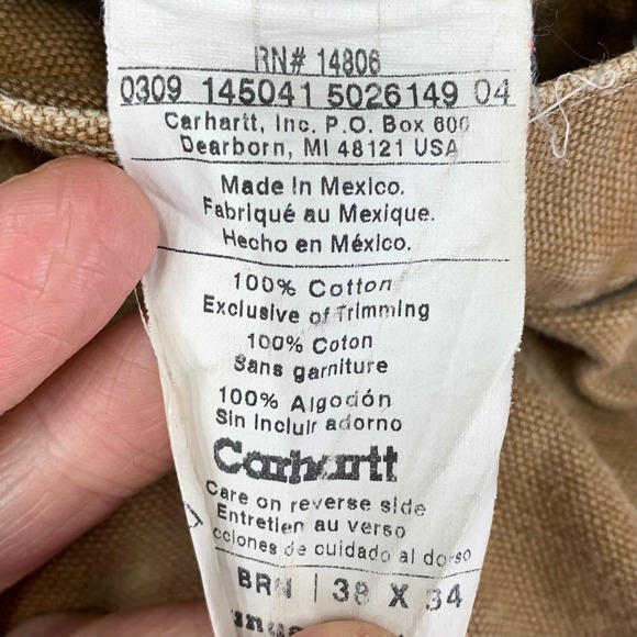 Vintage Carhartt Double Knee Pants B136-BRN Mens 38x34 Duck Canvas Utility Heavy - Picture 7 of 12